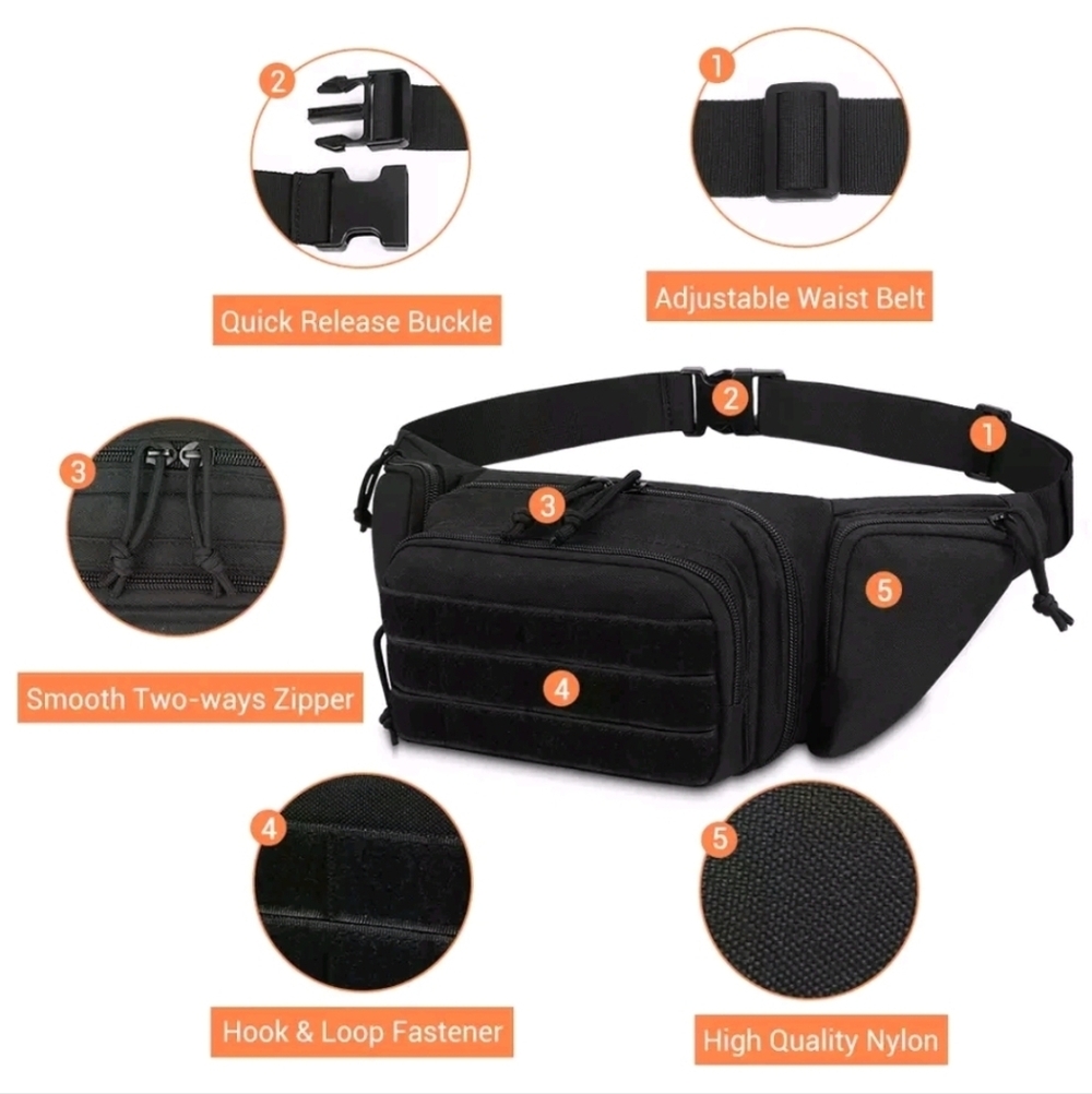 Tactical Waist Bag Concealed Gun Carry Pouch Military Pistol Holster Fanny Pack - Picture 5 of 11